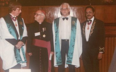I together with the Catholic Archbishop of Holland, the Indian ambassador, and a representative of the Diplomat Academy in Brussels, Colombo, Sri Lanka, in 1984.